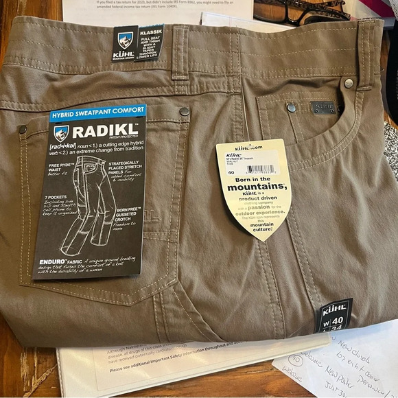 KUHL Mountain Grown- RADIKL Klassik Men’s Pants Size - 40x34 NWT -Gorpcore - Picture 1 of 11